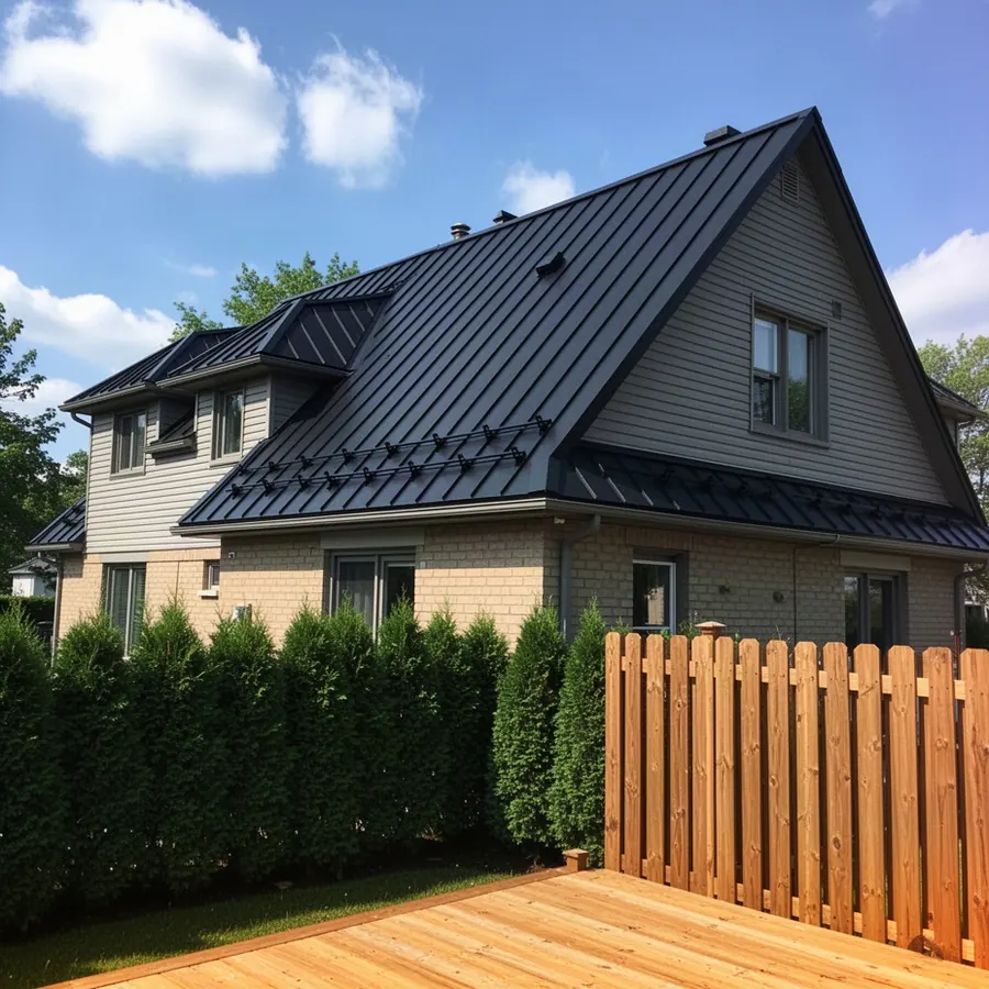 Black standing seam metal roof on Ottawa home