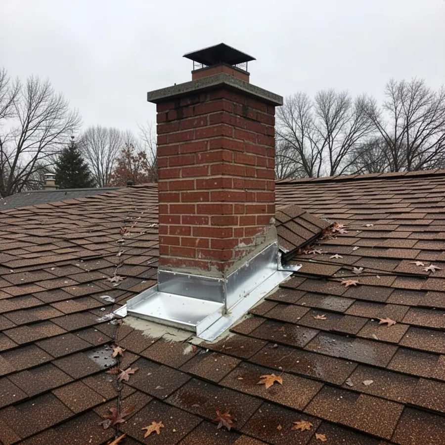 New chimney counter flashing installed after an inspection in Nepean Chimney flashing resealed after Nepean roof inspection