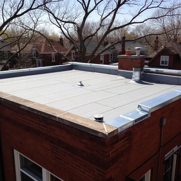 Finished SBS cap sheet on Ottawa duplex flat roof
