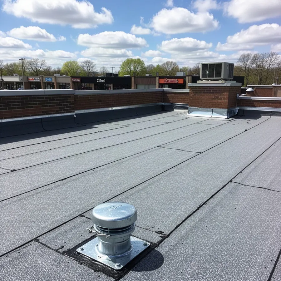 Granulated two-ply SBS roof on Ottawa retail plaza