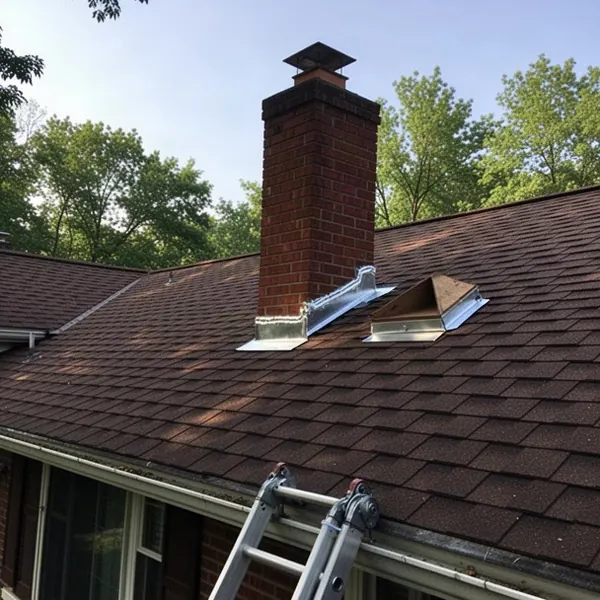 Rebuilt chimney flashing on Orléans split-level roof