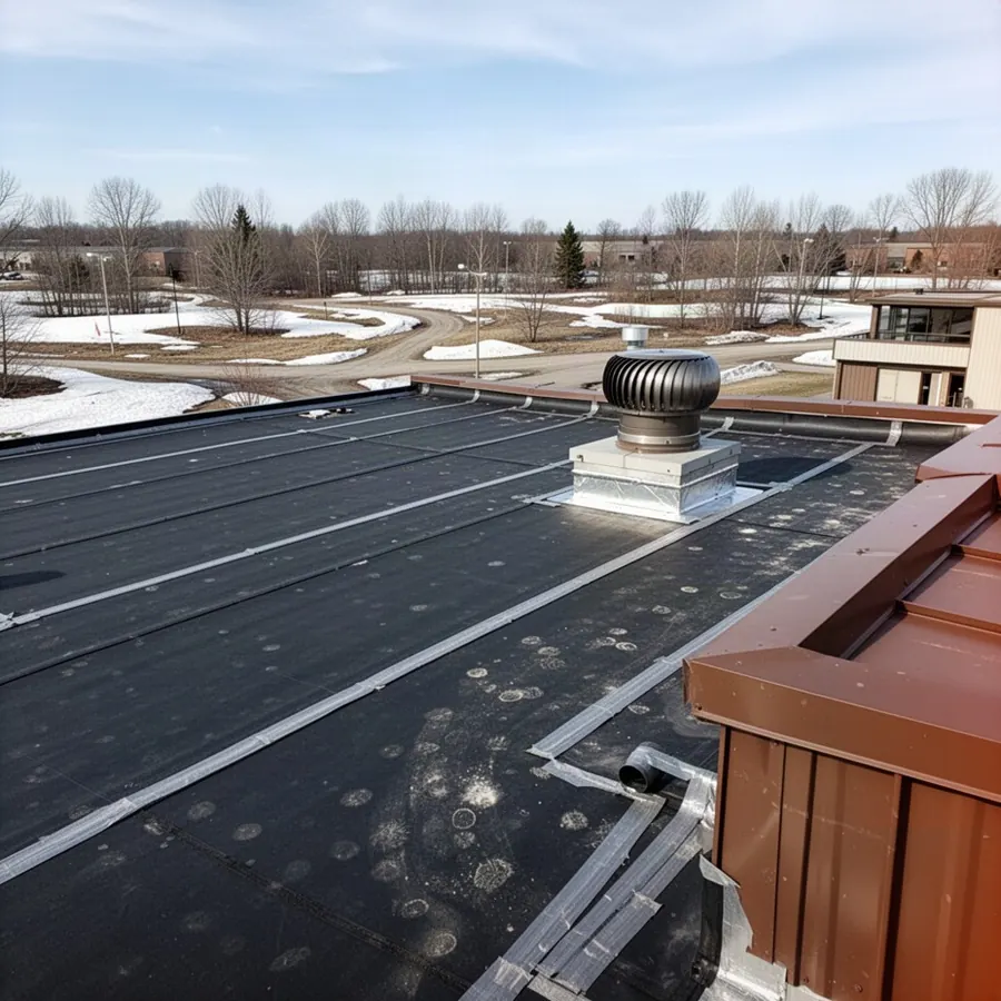 Recovered commercial roof with new EPDM in Gloucester