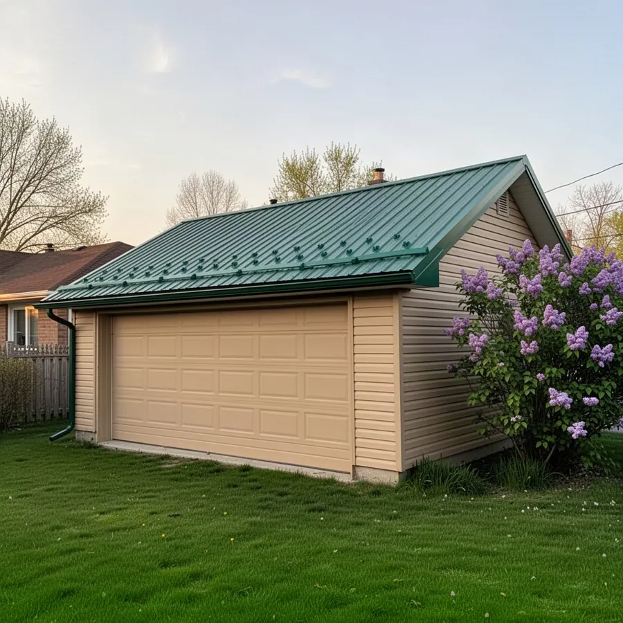 Ribbed steel roof on Gloucester detached garage