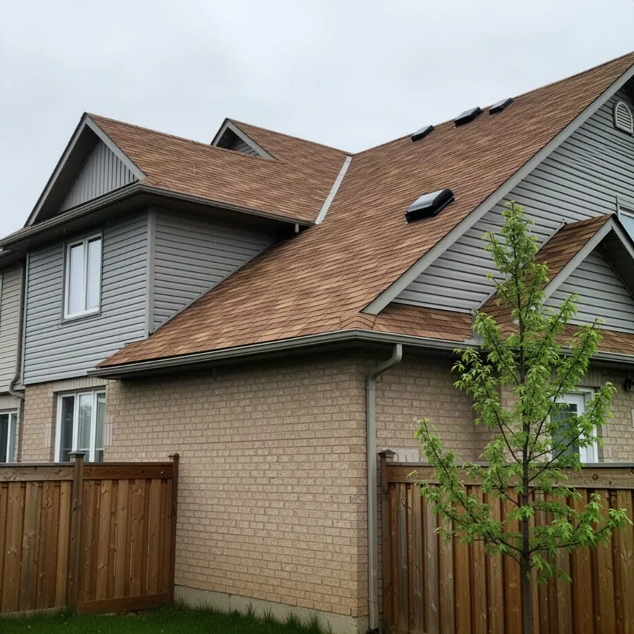 Weathered wood architectural shingles on Barrhaven home