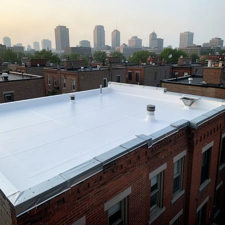 White TPO flat roof over Centretown triplex