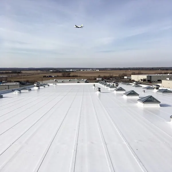White TPO roof on Gloucester warehouse near airport