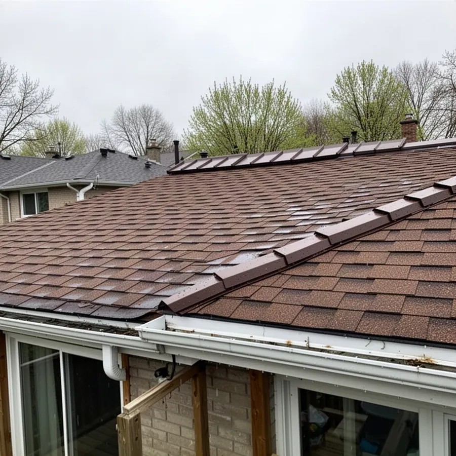 Wind damaged ridge reshingled on Nepean home